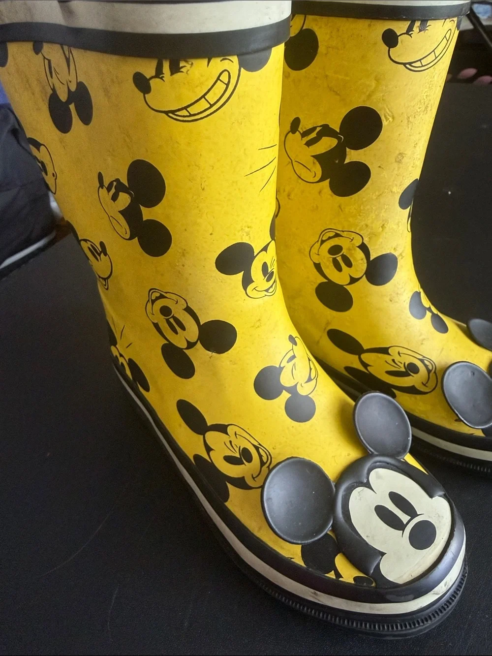 Disney Yellow and Black Mickey Mouse Kids Rain Boots